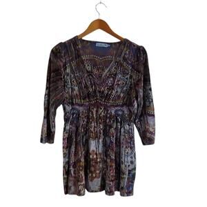 Unity Top Women Medium Petite Multicolor Velvet Boho‎ Colorful Hippie Moody